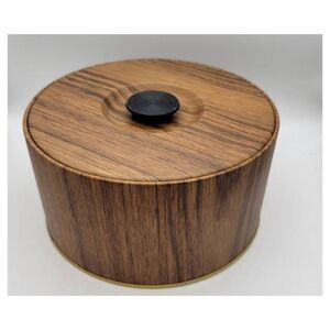 Vintage 1960's 1970's Faux Wood Metal Short Ice Bucket Barware